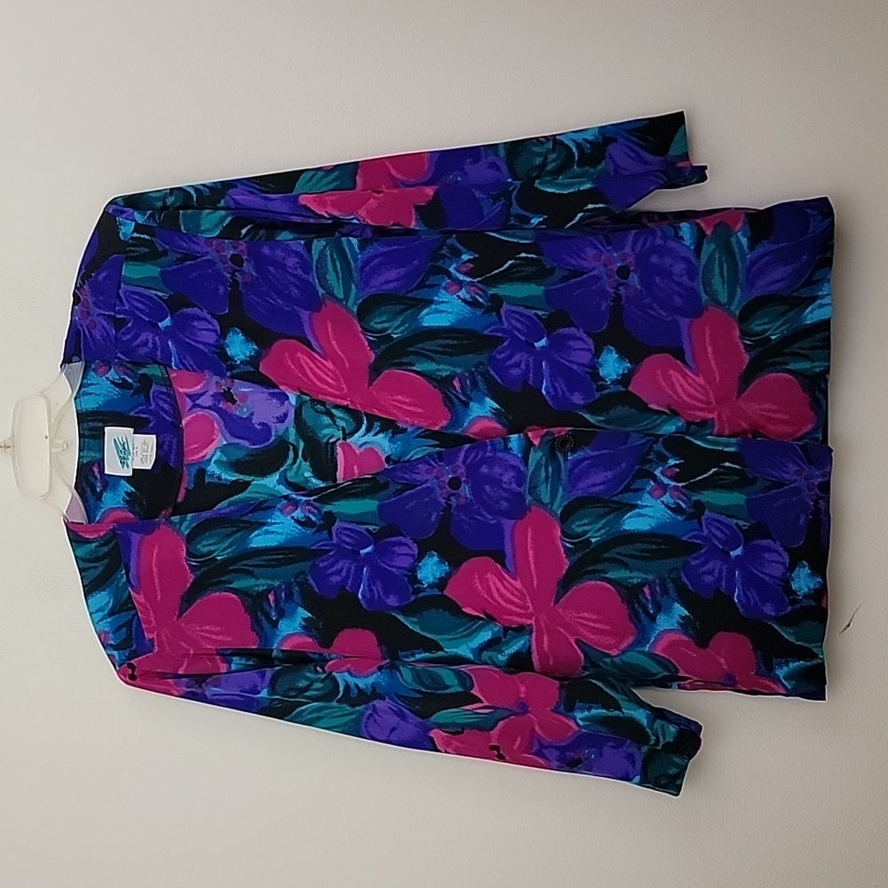 Vintage S.G. Sport Floral Artsy Purple, Pink, Blue, Green & Black Blazer M